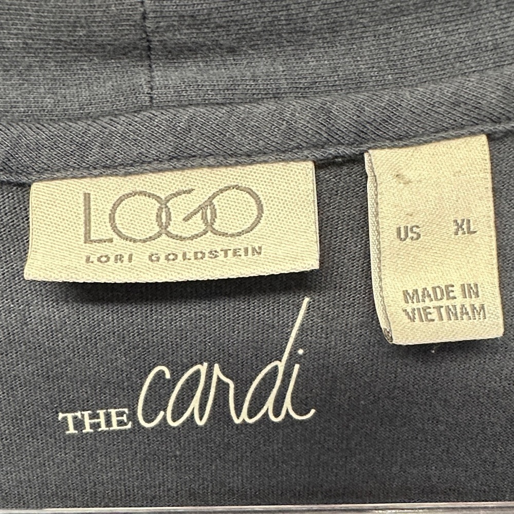 LOGO by Lori Goldstein "The Cardi" Open Front Blue Long Sleeve Cardigan XL - Picture 2 of 3